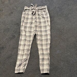 SO Black and White Plaid Straight Leg Pants